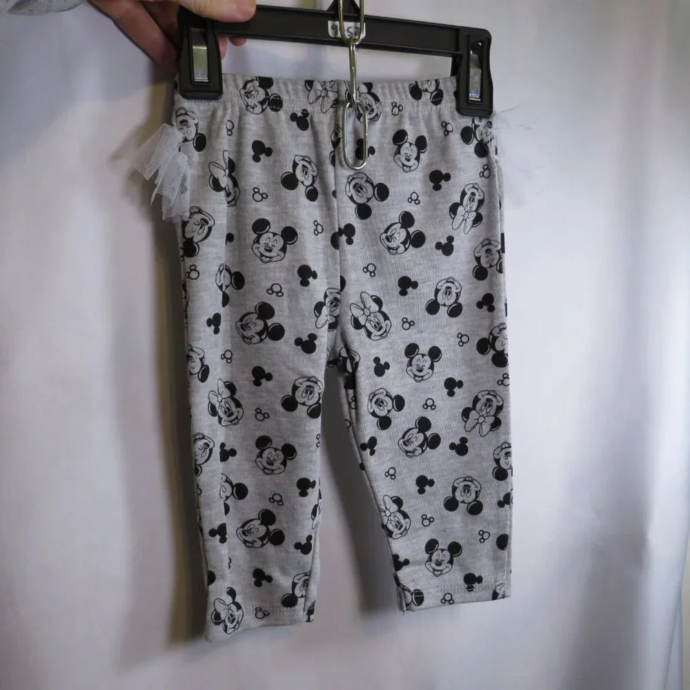 Baby Minnie Mouse Disney 2pc bodysuit & leggings 3-6mts glittered, tulle accent